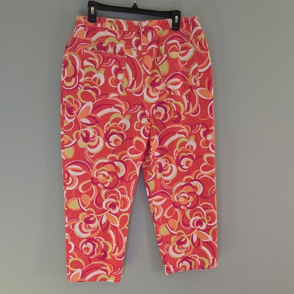 Ruby Rd. Capris With Pink Orange White & Purple Swirl Design Cotton Women's 14 - Picture 7 of 12